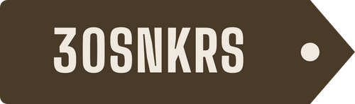 30SNKRS logo: a brown price tag reading 30SNKRS